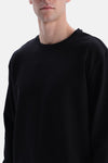 Siyah Bis Yaka Pamuklu Sweatshirt