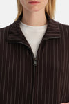 Koyu Kahve Çizgi Detaylı Fermuarlı Sweatshirt