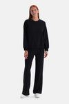 Siyah Bisiklet Yaka Cropped Sweatshirt