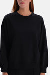 Siyah Bisiklet Yaka Cropped Sweatshirt
