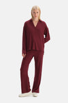 Bordo Örgü Detaylı Pantolon