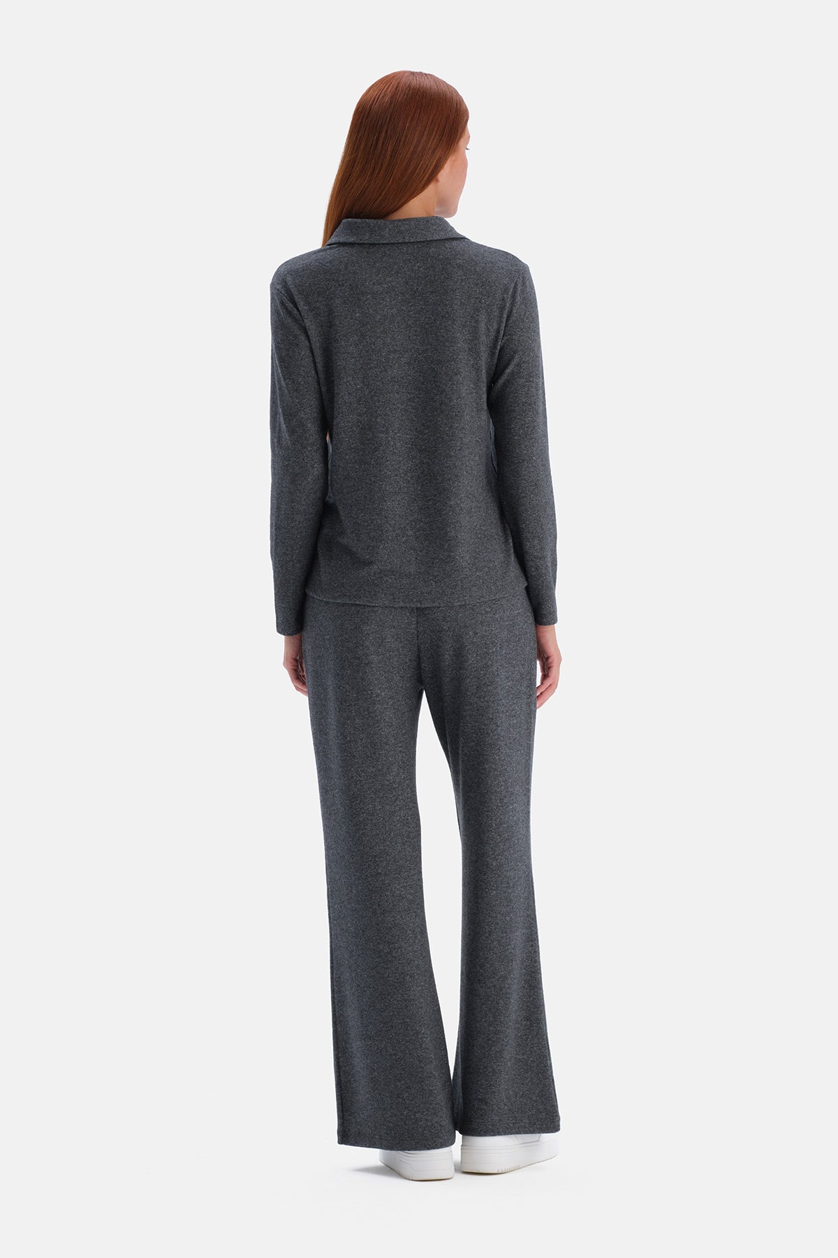 Antrasıt Bol Paça Basic Pantolon