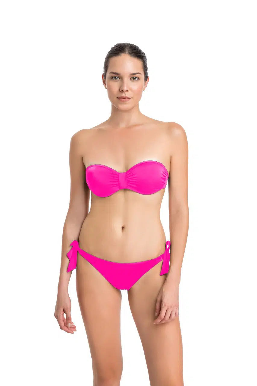 Pembe Luplu Straplez Tek Bikini Üst
