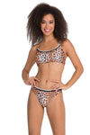 Kahve Leopar Desenli Wıld Straplez Bikini Takımı