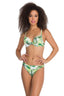 Yeşil Ince Yaprak Desenli Double Push-Up Bikini Takımı