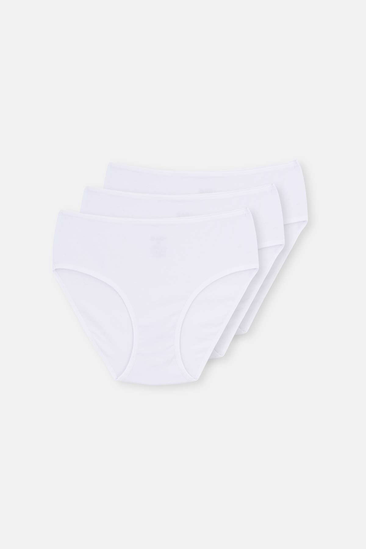 Beyaz Yüksek Bel 3'lü Slip Külot