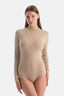 Sütlü Kahve Modal Kaşmir Uzun Kollu Balıkçı Yaka Bodysuit
