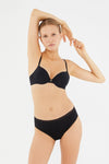 Siyah Blossom Balenli Push-Up Sütyen