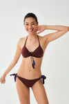 Kahve Üçgen Kaplı Bikini Üstü