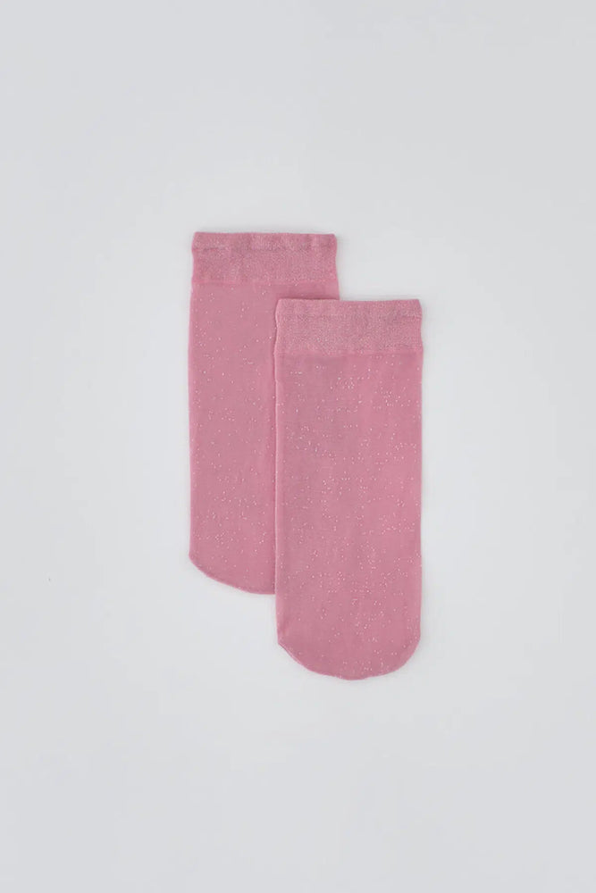 Pembe Simli Kadın Soket Çorap