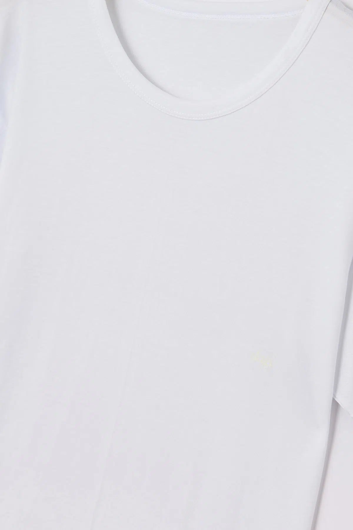 Beyaz Sıfır Yaka Erkek 2'li T-Shirt