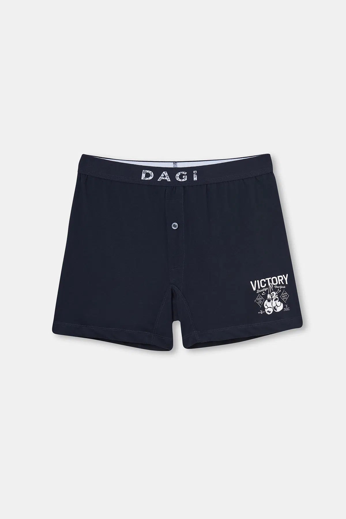 Lacivert Baskılı Pamuklu Boxer