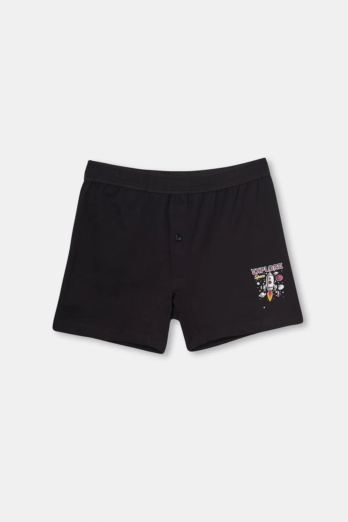 Siyah Baskılı Pamuklu Boxer