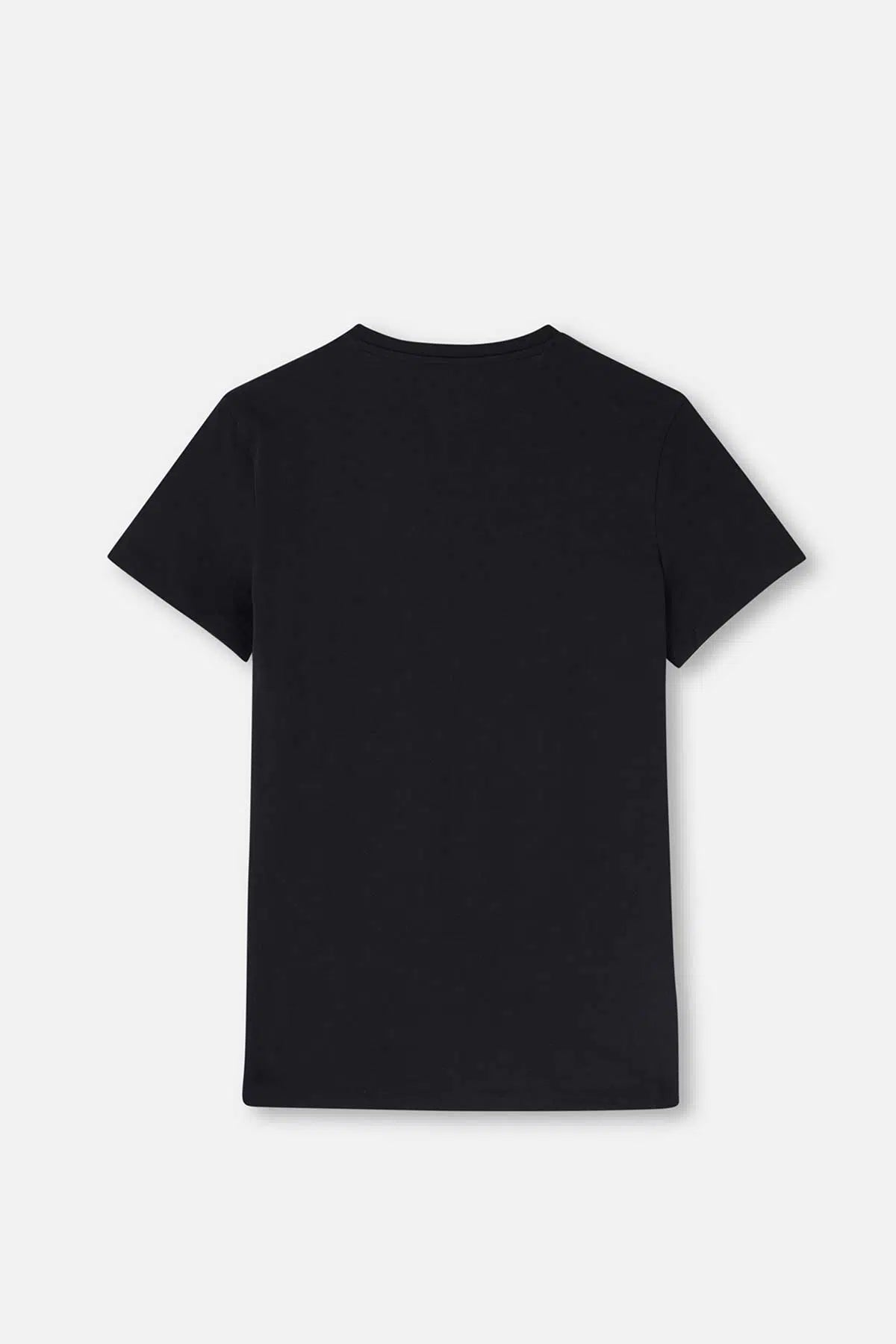 Siyah Compact O Yaka 2'li T-Shirt