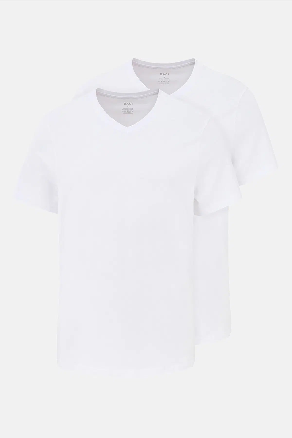 Beyaz Compact V Yaka Fanila 2'li T-Shirt