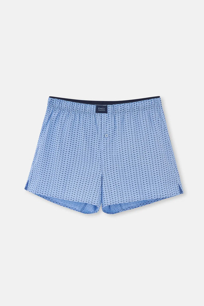 Mavi Desenli Poplin Lyc Boxer