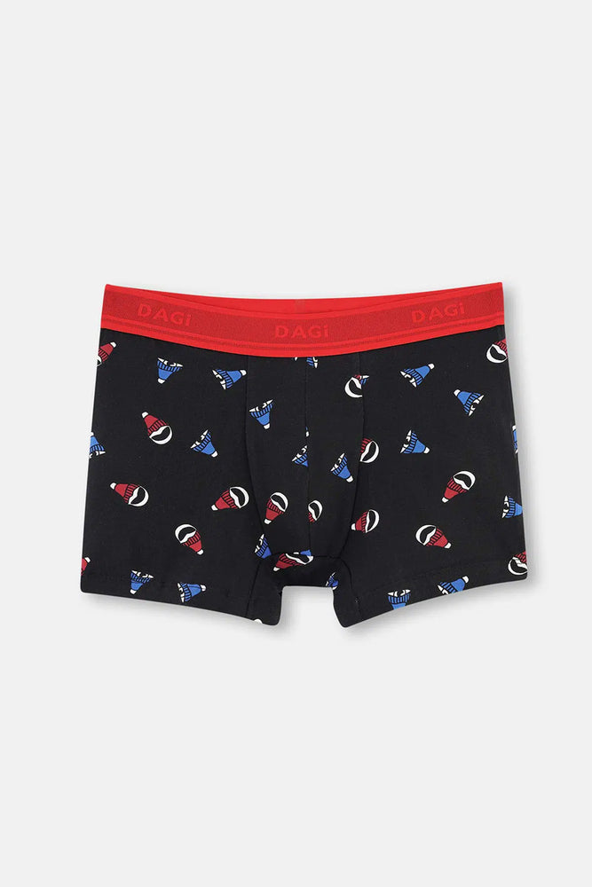 Siyah Kırmızı Compact Şapka Desenli Boxer