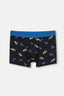 Siyah Saks Compact Şapka Desenli Boxer