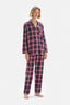 Lacivert Ekoseli Gömlek Yaka Pamuklu Pijama Takımı