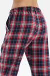 Lacivert Ekoseli Gömlek Yaka Pamuklu Pijama Takımı